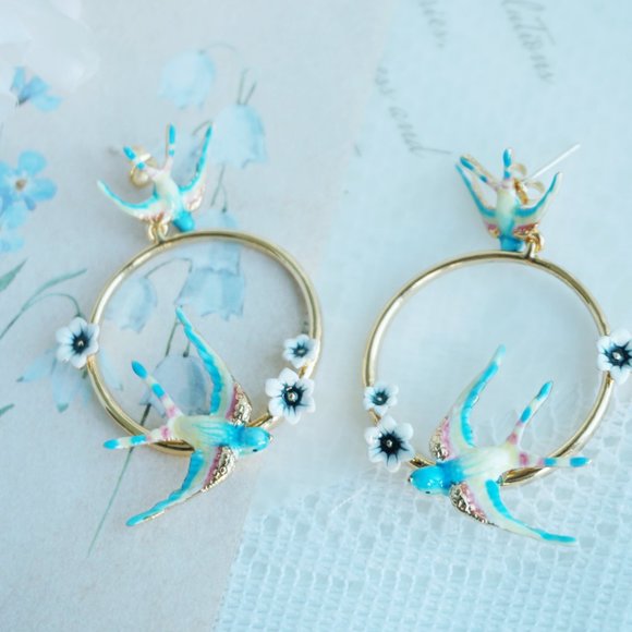 Brand new Bill skinner blue swallow earrings - Picture 7 of 10